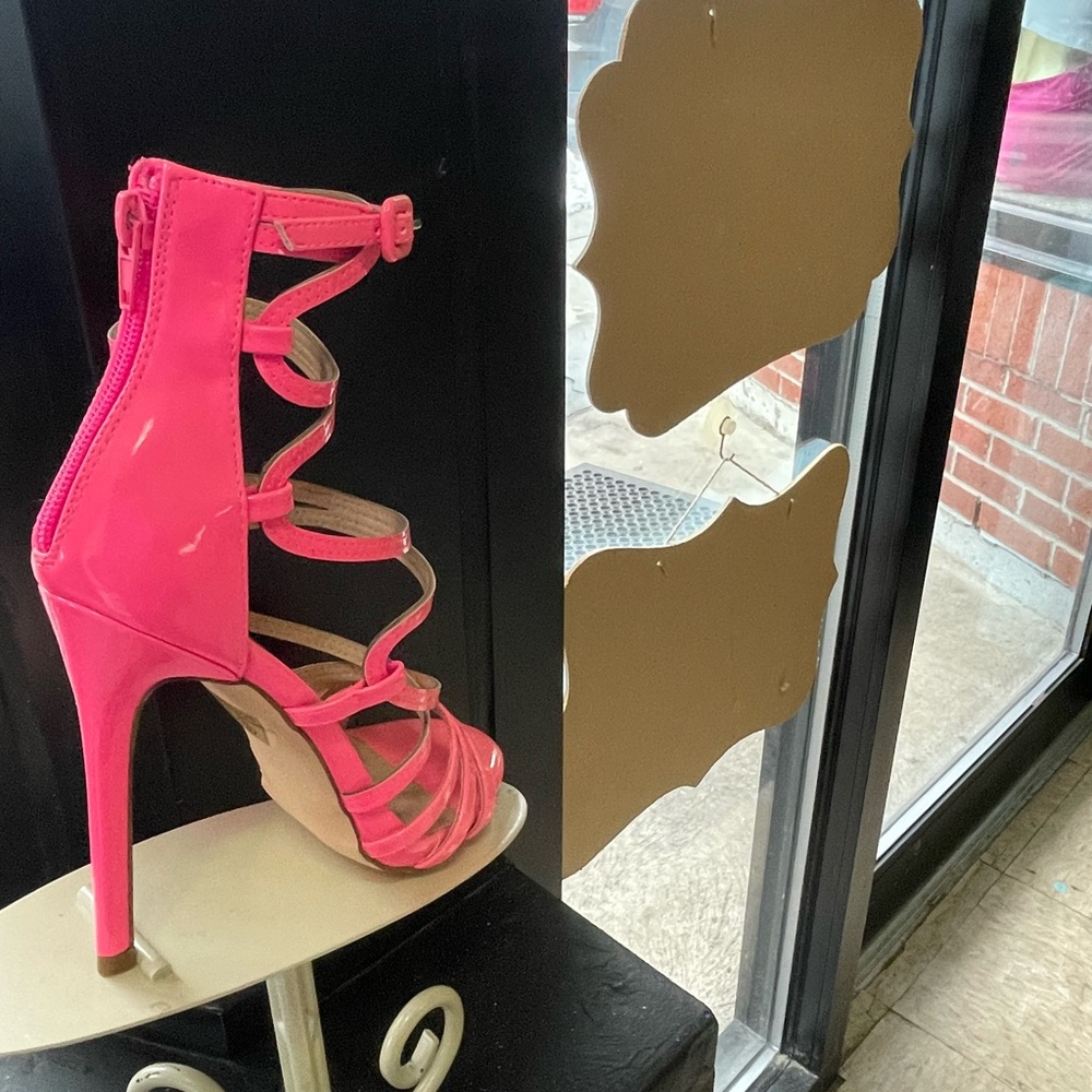 NEW hot pink Strappy Ankle wrap open heel